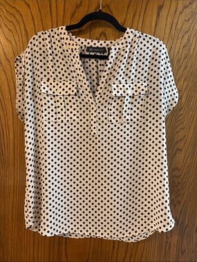 Polka Dot Short Sleeve Blouse (INC International Concepts, size M)